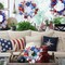 4th of July Patriotic Tinsel Stars Wire Garlands Decoration Metallic Glitter Tinsel Red White Blue Wreath with Stars for Independence Day Memorial Day Party Home Front Door Décor (2 Pcs)